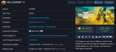 《绝地潜兵2》Steam好评数已超20万