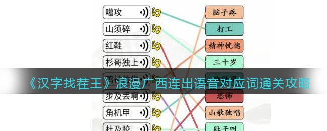 《汉字找茬王》浪漫广西连出语音对应词通关攻略-汉字找茬王浪漫广西连出语音对应词怎么过关