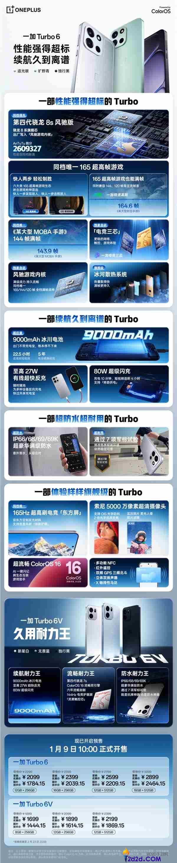 2099元起 一图认识一加Turbo 6,9000mAh电池 续航离谱