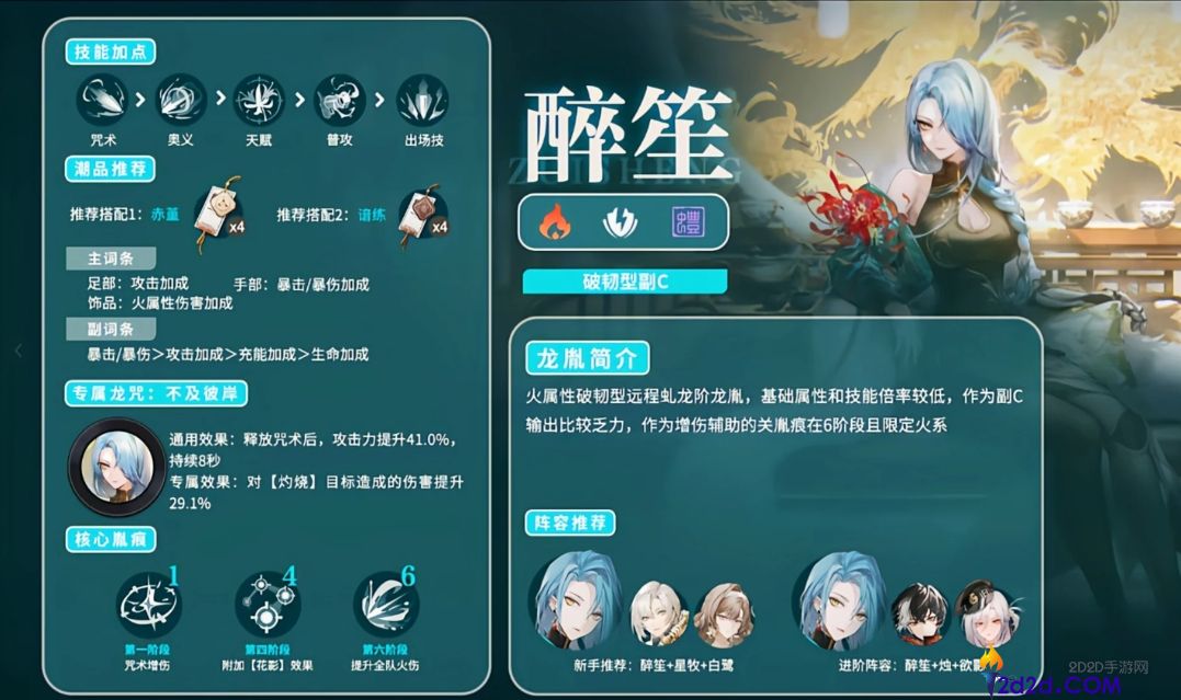 归龙潮醉笙怎么培养和配队