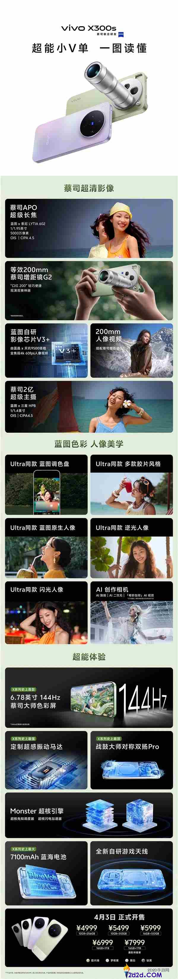 超能小V单,一图读懂vivo X300s,4999元起