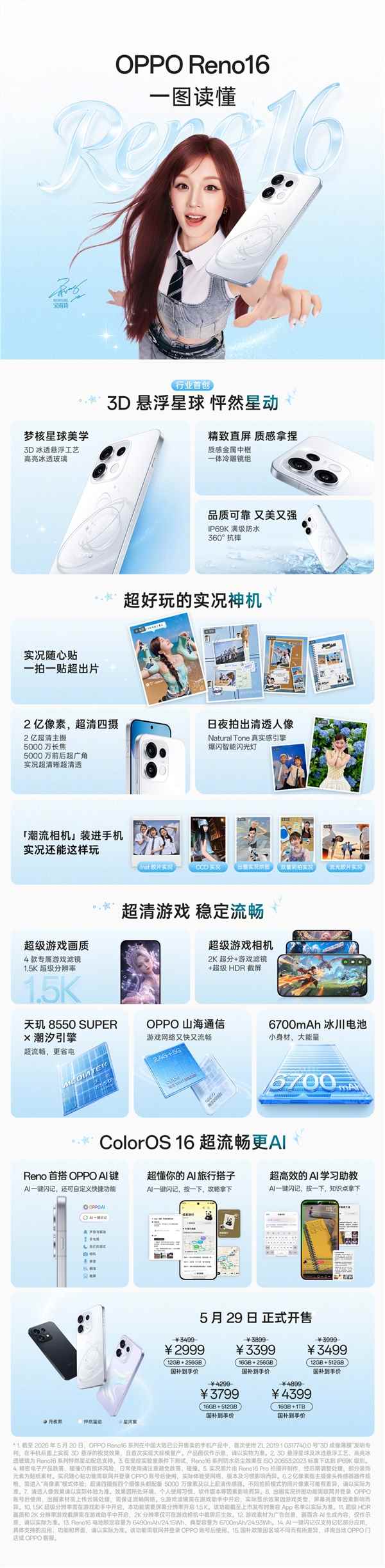 2999 元起!一图读懂 OPPO Reno16 系列:同档实况神机参数详解