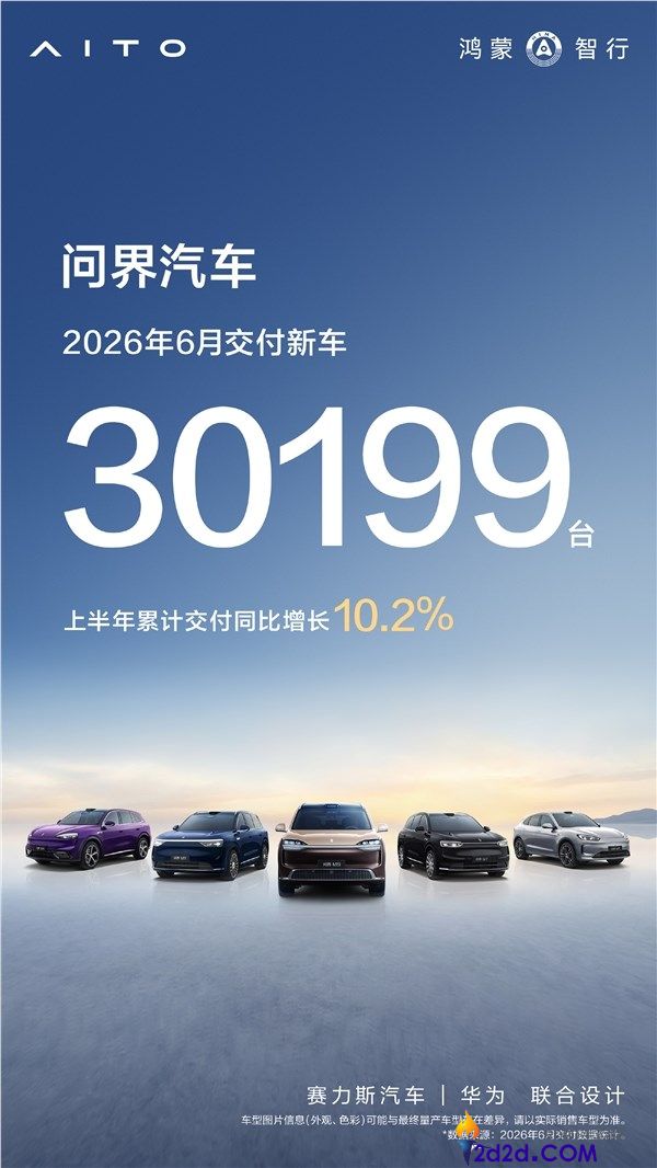 赛力斯问界6月交付量达30199台,产销快报最新发布