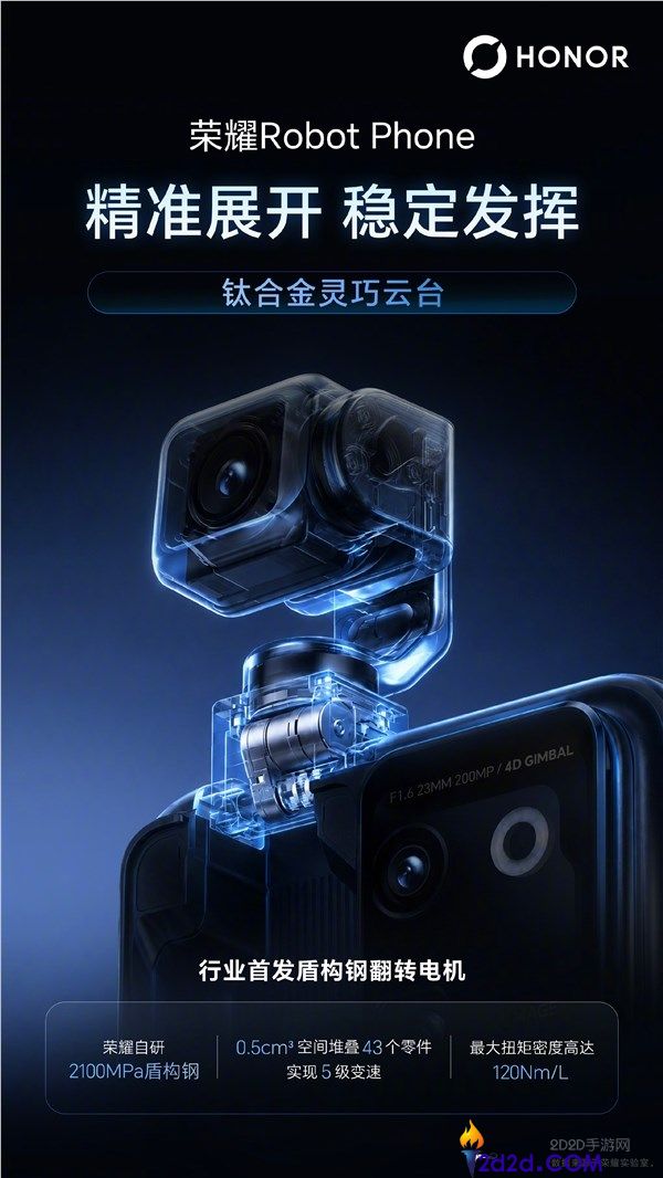 光荣Robot Phone首发:钛合金云台架构与机电,最大转速360°/秒,8月12日见!