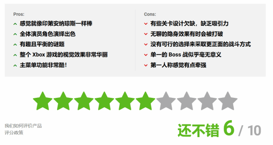 Xbox系媒体给《夺宝奇兵》6分评价：全M站最低