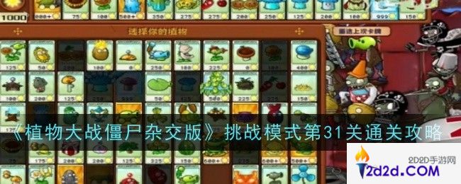 植物大战僵尸杂交版挑战模式第31关怎么通关