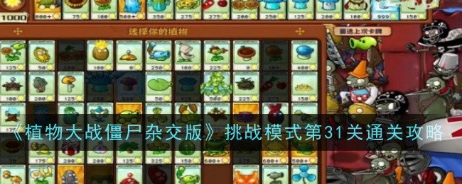 《植物大战僵尸杂交版》挑战模式第31关通关攻略：轻松突破的最佳方法