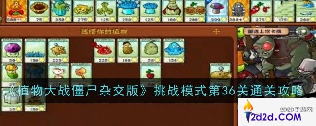 植物大战僵尸杂交版挑战模式第36关怎么通关