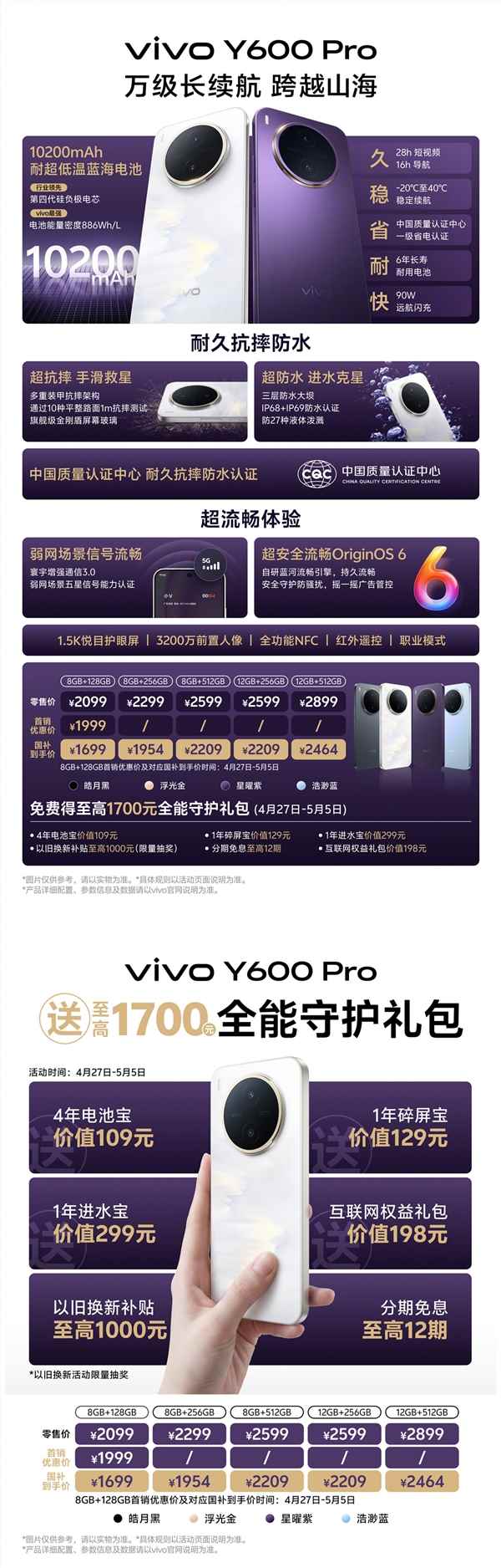 千元档续航之王,一图读懂vivo Y600 Pro,1699元起