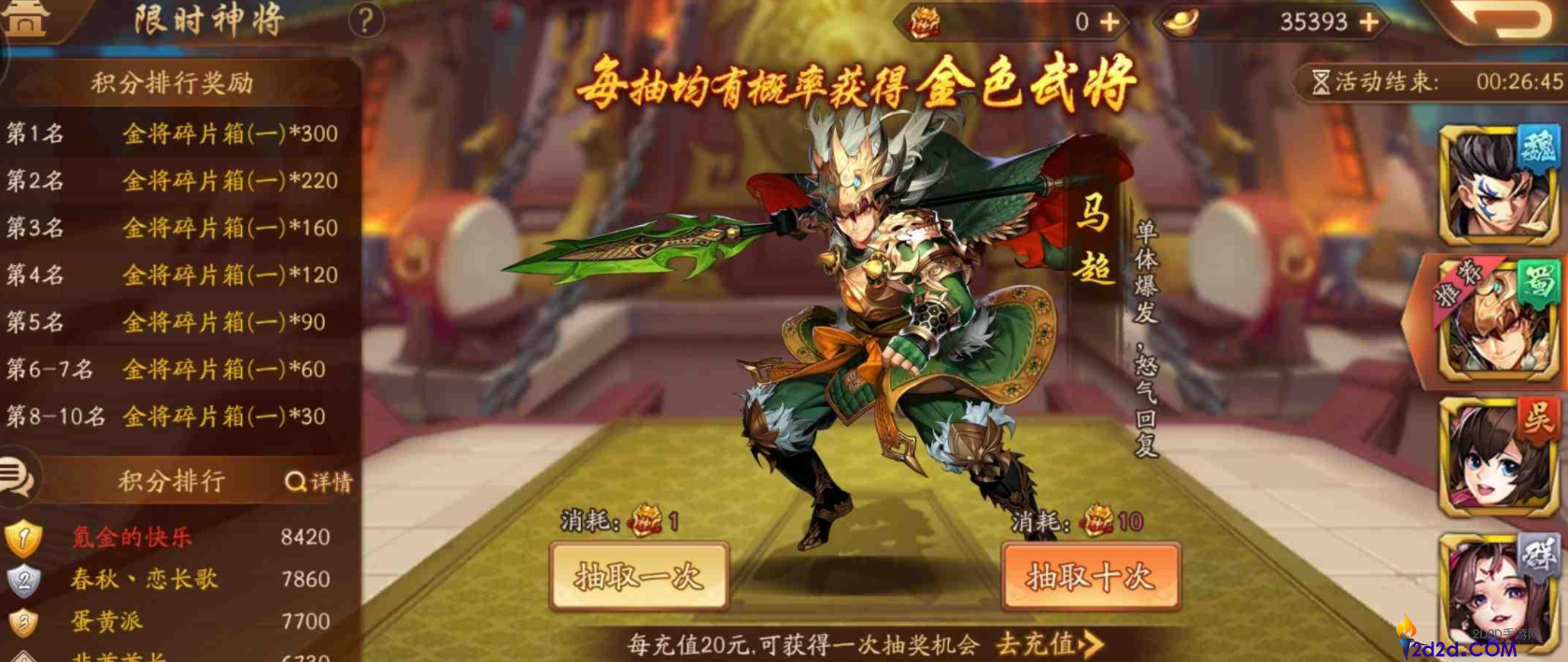 少年三国志2赤金马超阵容怎么搭配
