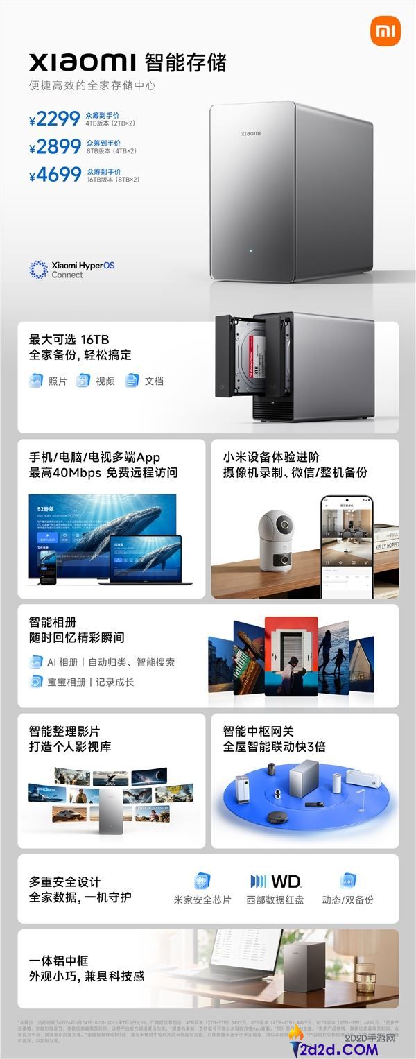 小米智能存储众筹开启，2299元起自带西数红盘