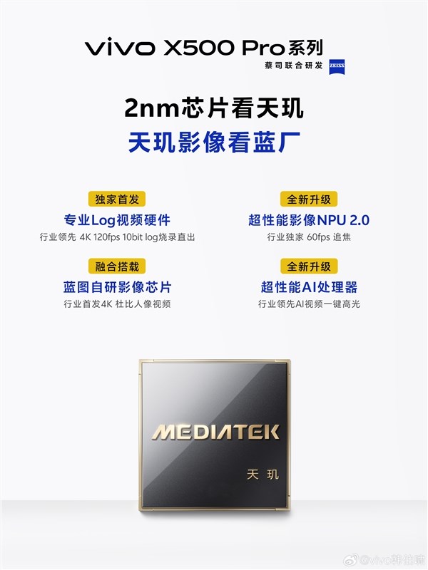 vivo X500发布：全球首款搭载天玑9600 Pro的国产迭代旗舰手机